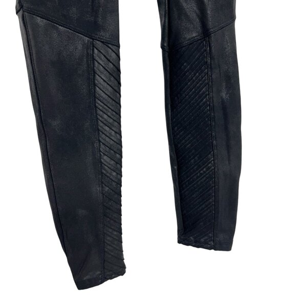 Spanx Faux Leather Women's High Rise Ribbed Moto Leggings Sized M - Picture 4 of 5